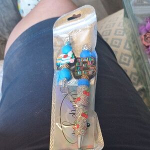 Vibrant Blue Beaded Earrings